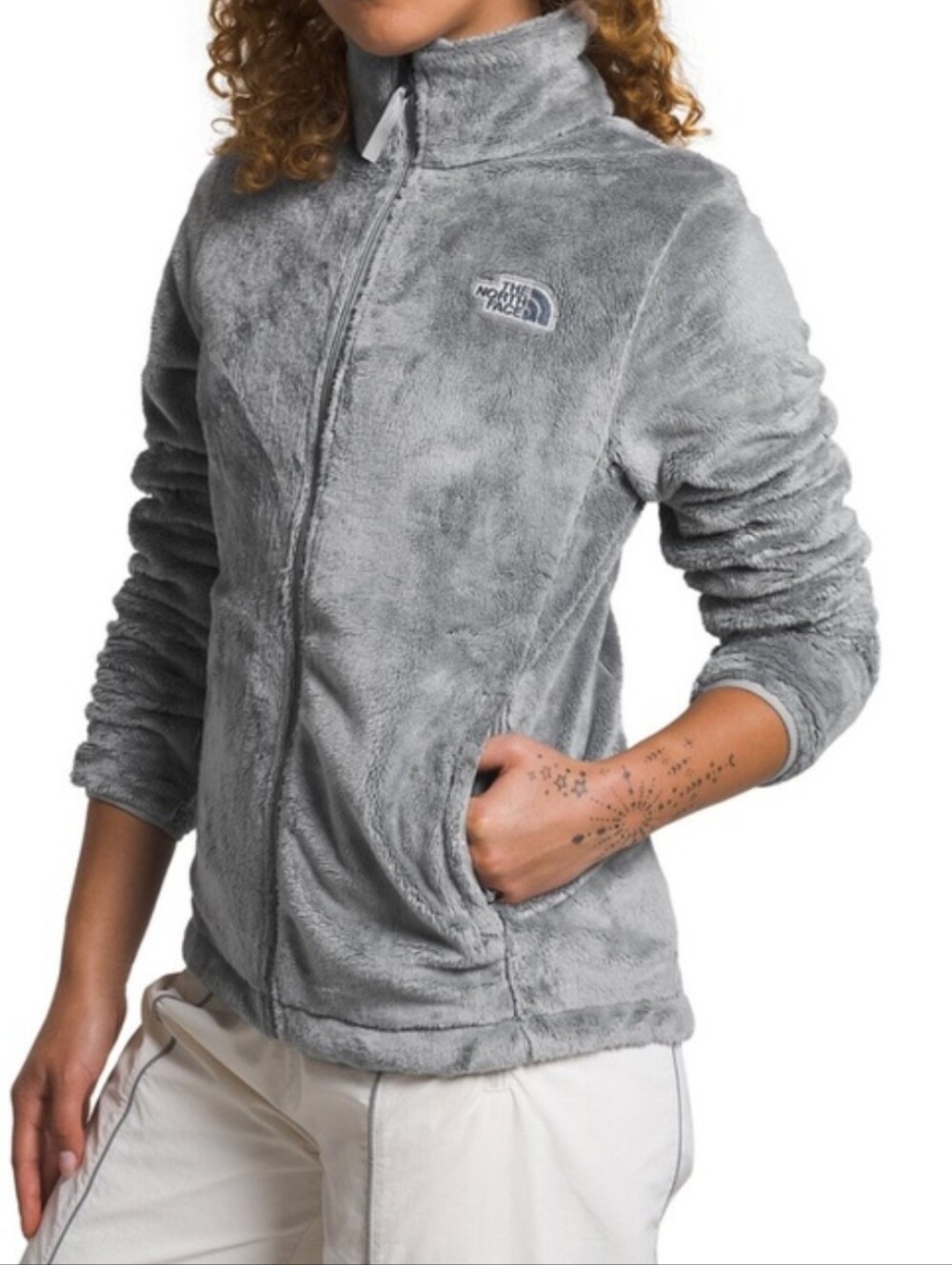 The North Face Women's Plush Full-Zip Jacket - Light Gray Sz PS